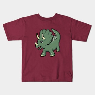 Pixely Triceratops Kids T-Shirt